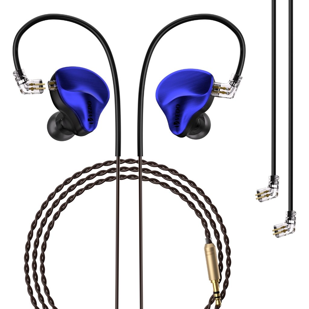 VEDO Fones De Ouvido Com Fio HiFi Monitor Intra-Auricular Com 2 Drivers 1BA+1DD Cabo removível de 2 pinos