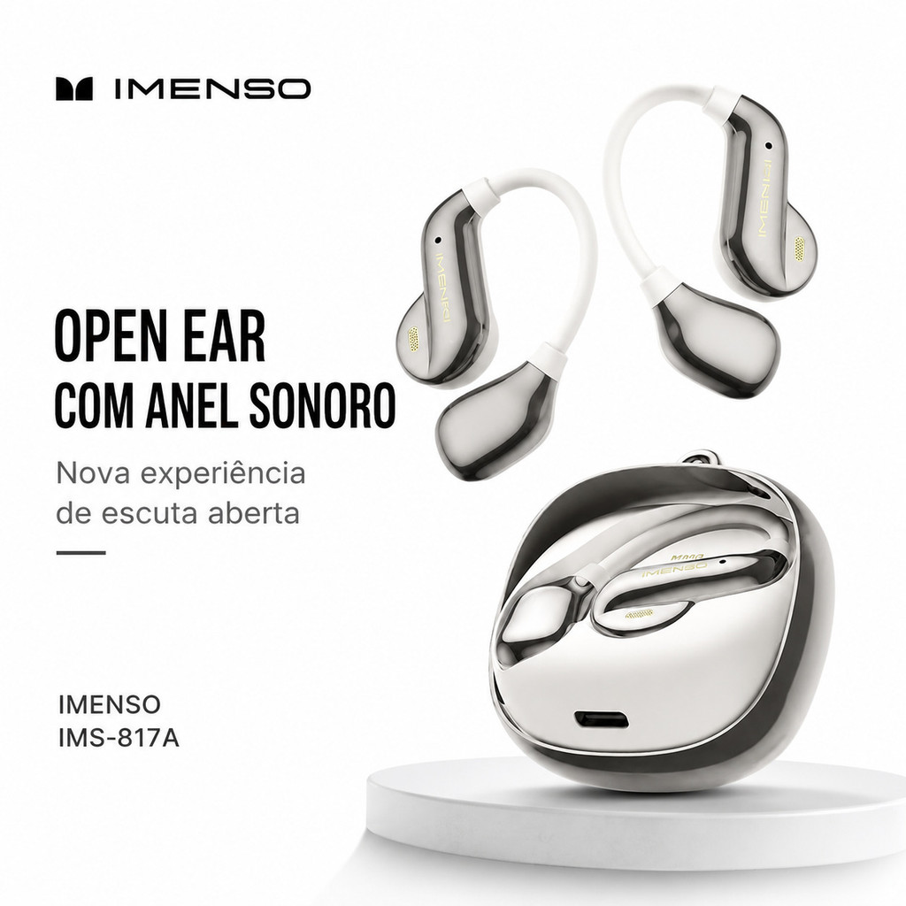 Fone Bluetooth 6.0 IMENSO IMS-817A – Open Ear com Redução de Ruído e Driver 13mm