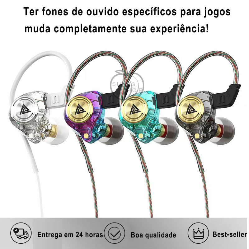 Fone de ouvido com fio com microfone e Graves Aprimorados cobre driver fone de ouvido esportivo