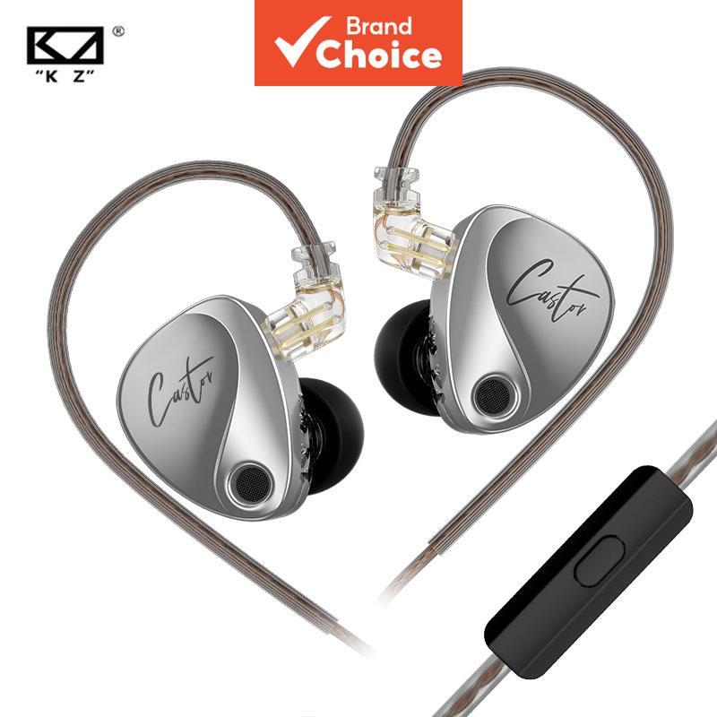 Fones De Ouvido KZ Castor IEM In-Ear Dual Dynamic Driver Tuning Isolamento De Ruído HiFi Com Fio 2Pin Cabo Removível Mús