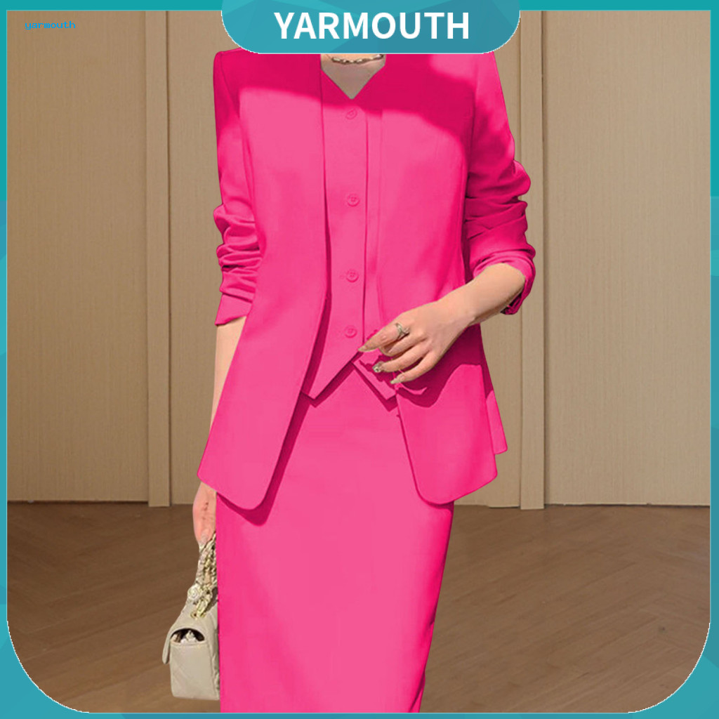 Commuting Stylesuit Coat Skirt Set Women Suit 2 Pcs Business – Long Sleeve Blazer High Waist Slim Fit A-line Midi Form