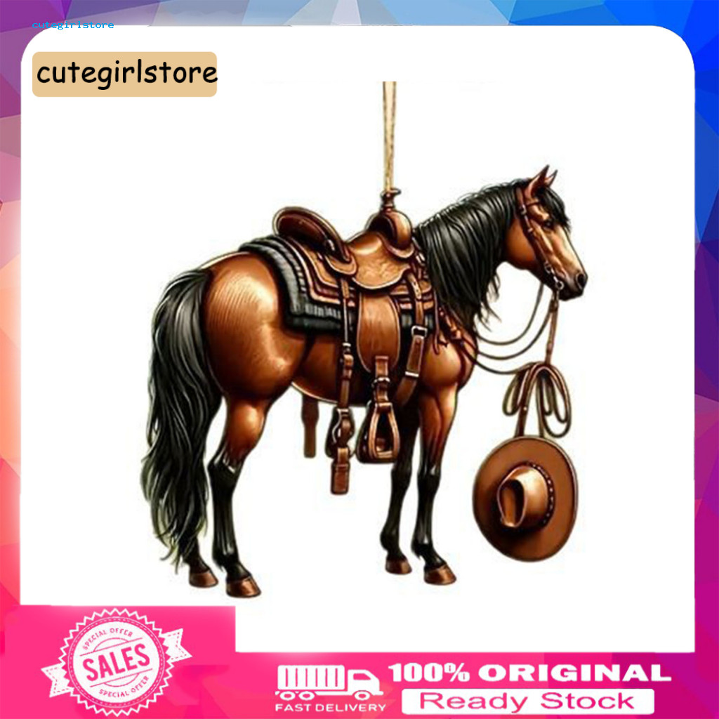 Horse Lover Gift Elegant Decor Realistic 2d Acrylic Car Pendant Keychain Western Cowboy Charm Rearview Mirror Decoration