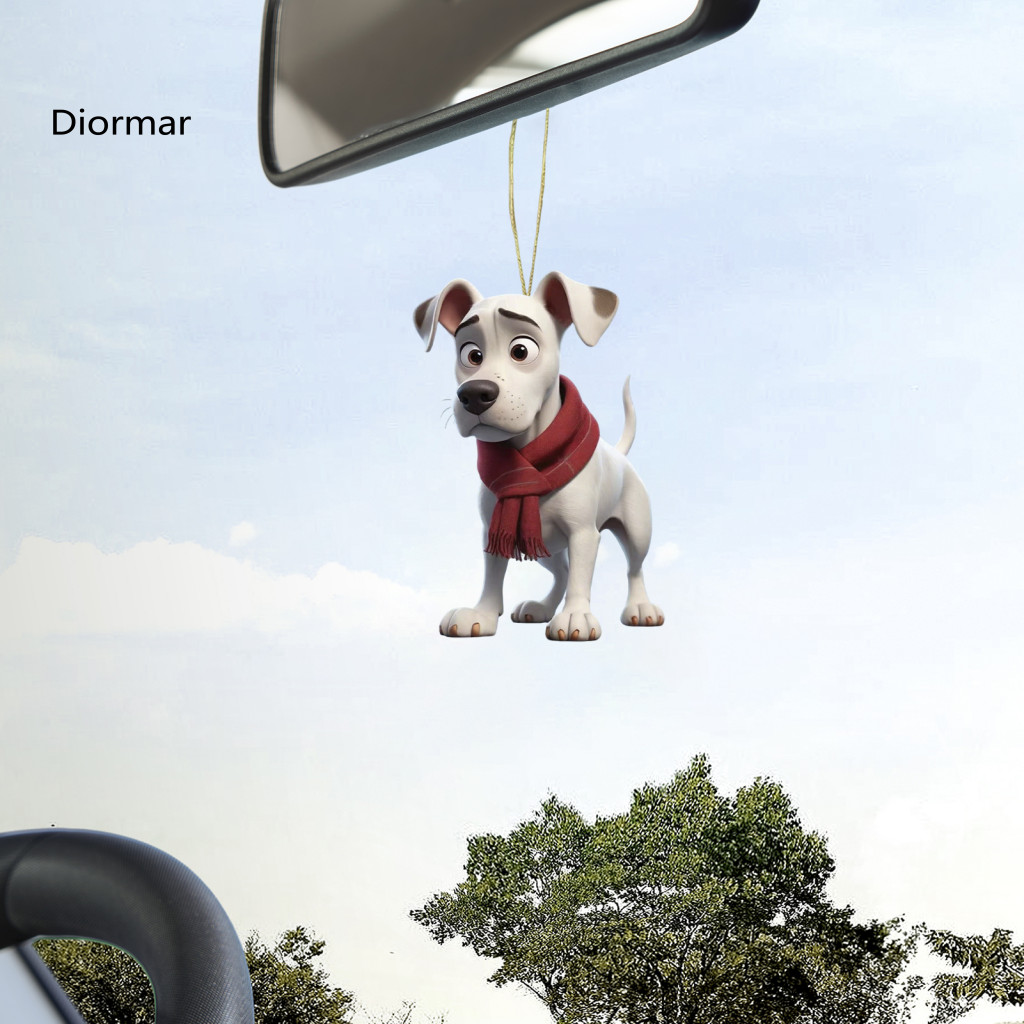 Car Hanging Decoration Acrylic Ornament 2d Dog Rearview Mirror Charm Puppy Pendant Cute Pet for Bag Purse for