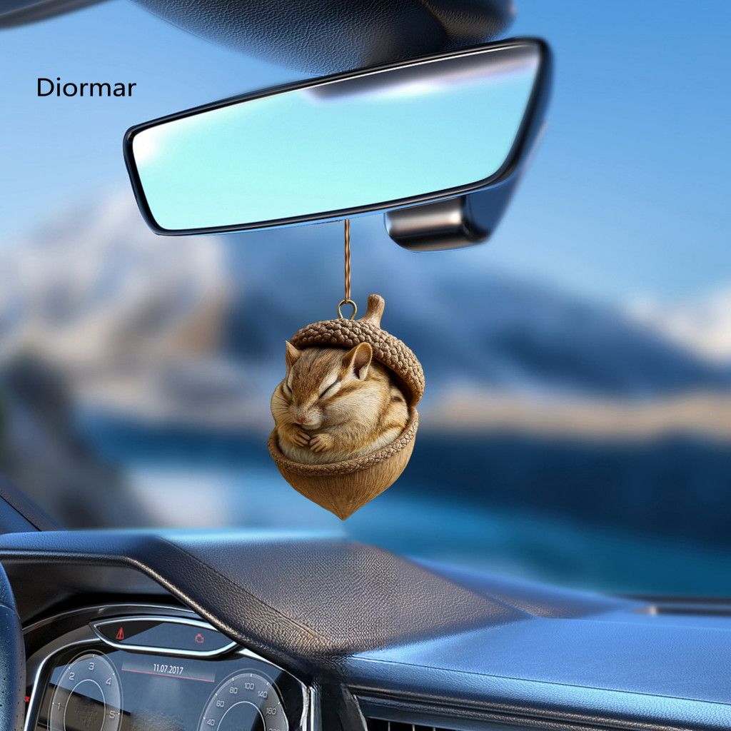2d Car Window Decoration Forest Acorn Ornaments Acrylic Hanging Charms – Cute Squirrel Deer Fox Decorations for Mirror