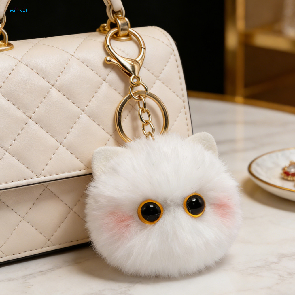 Cat Ball Keychain Plush Furry Doll Bag Charm Cute Pendant for Keys Backpack Wallet Car Decoration – Soft and Stylish A