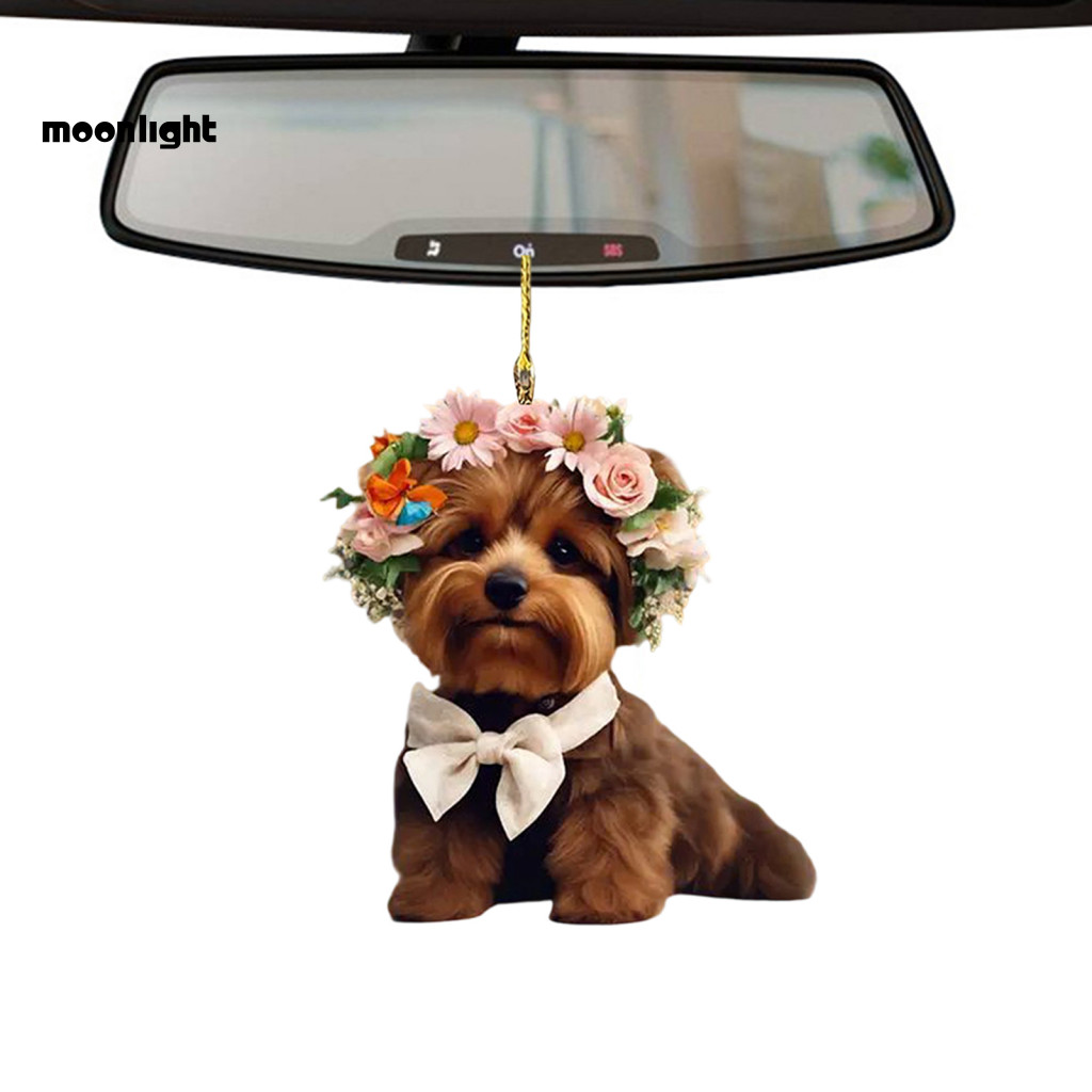 Cute Cat Dog Rose Pendant 2d Acrylic Keychain Pet Charm for Car Mirror Bag Home Decoration Gift Southeast Asia and Ornam