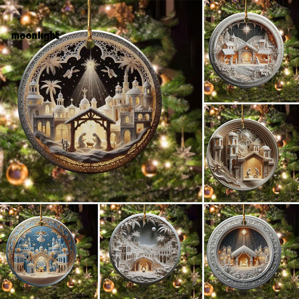 Acrylic Christmas Nativity Pendant with Lanyard – Easy Hang Holiday Decoration Ornament for Home Office Car Festive Xm