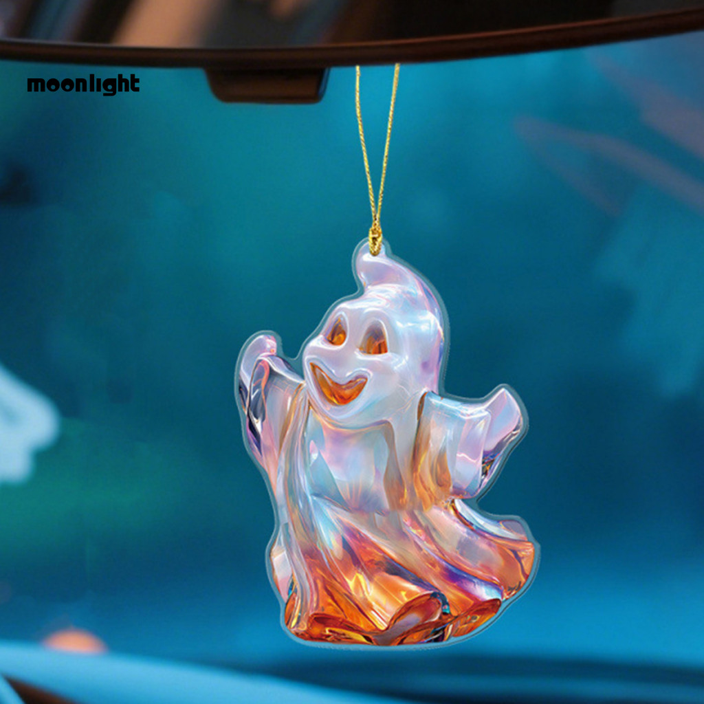 Funny Ghost Pendant 2d Acrylic Car Hanging Decor Halloween Charm Backpack Keychain Cute Spooky Party Decoration for Fest