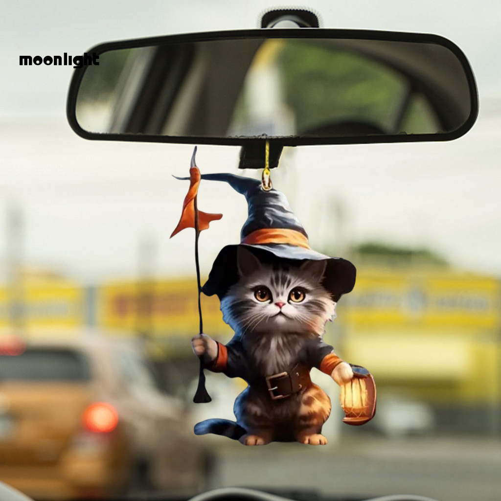 Acrylic Cat Car Hanging Ornament with Lanyard – Cute Realistic Pendant Easy to Hang Charm Perfect for Party Decoration