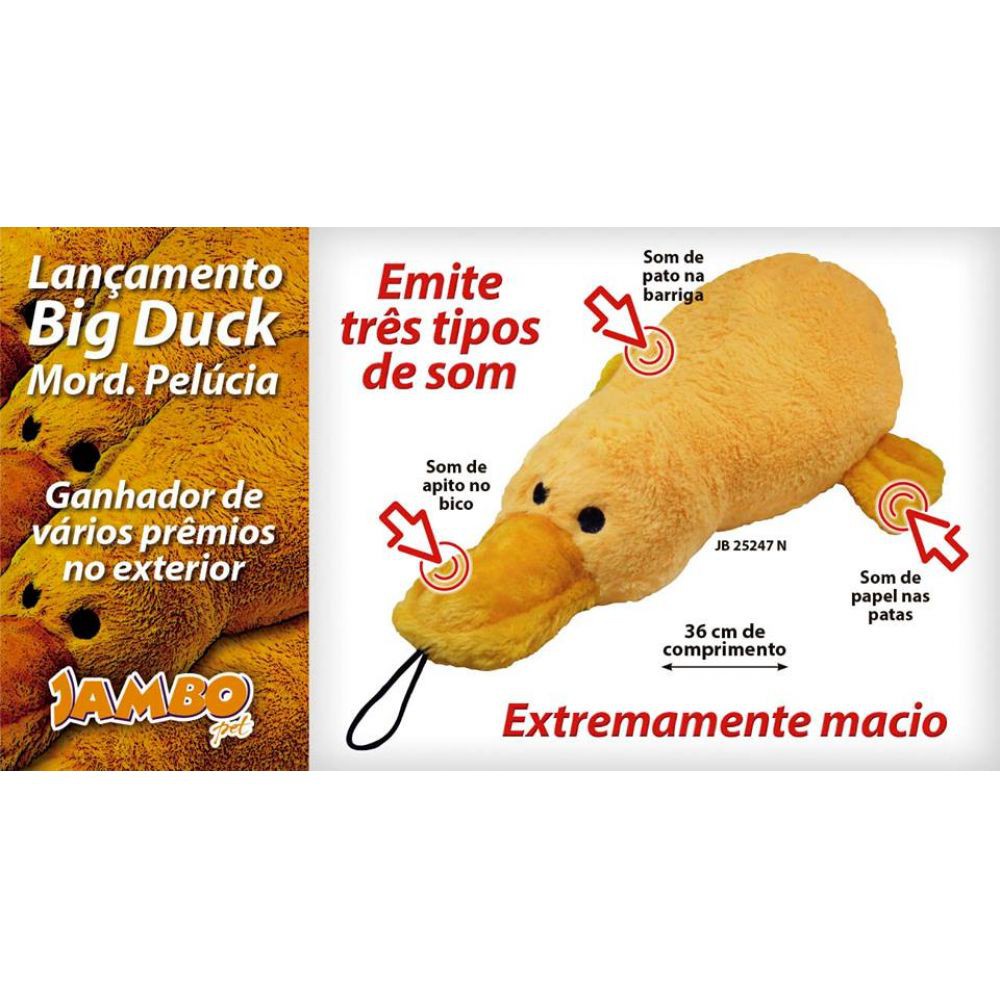 Mordedor Pelúcia Big Duck Pato Big Sound Jambo Pet