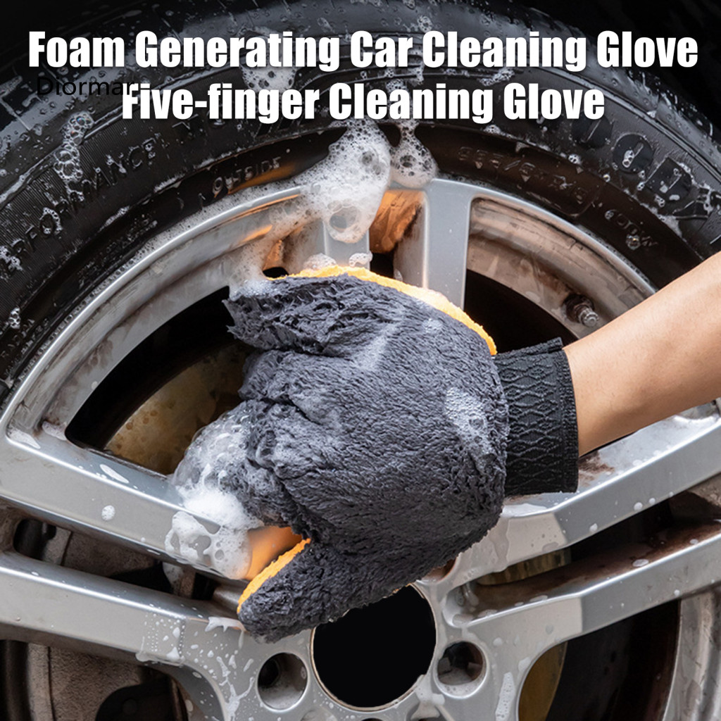 Scratch-free Car Wash Glove Multi-surface Mitt Super Absorbent Coral Velvet Gloves Double-sided Five Finger Mittens Soft