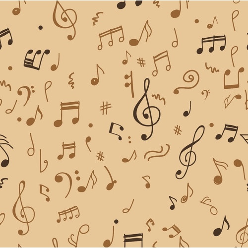 Papel De Parede Adesivo Notas Musicais Música Fundo Bege