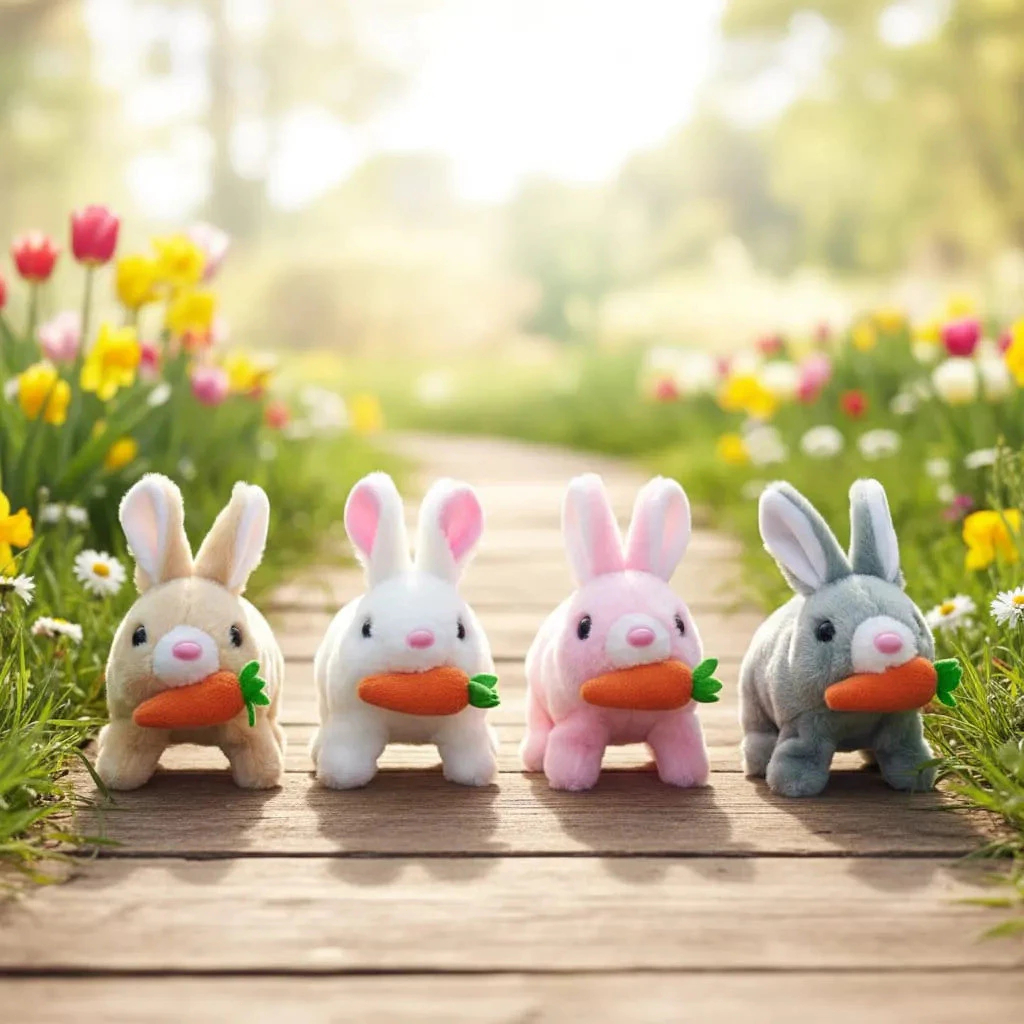 Electric Bunny Plush Rabbit Animal Toy for Children to Walk and Jump