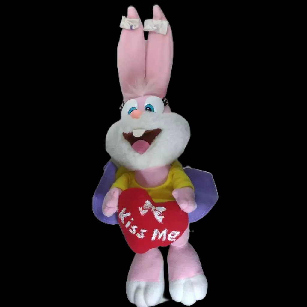 Tunes Segurando Coração Japão Vitange Pelúcia Coelha Rosa Tiny Toon Babs Bunny Looney