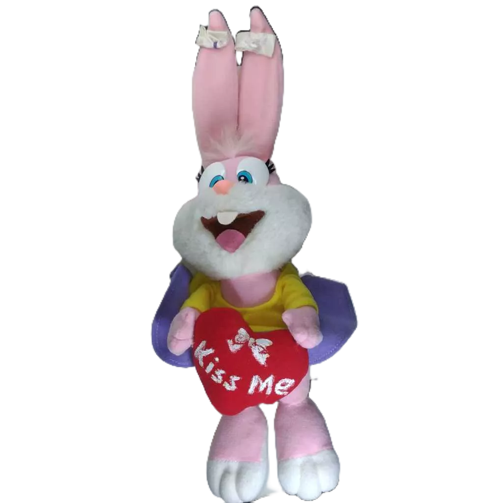 Pelúcia Coelha Rosa Tiny Toon Babs Bunny Looney Tunes Segurando Coração Japão Vitange