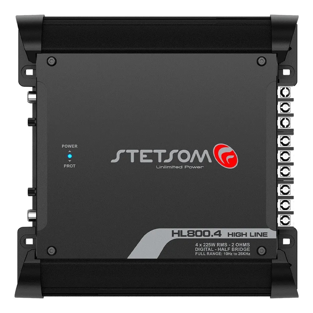 Módulo Amplificador Digital Stetsom HL800.4 - 900W Rms 4 canais 2 Ohms HL 800.4 High Line