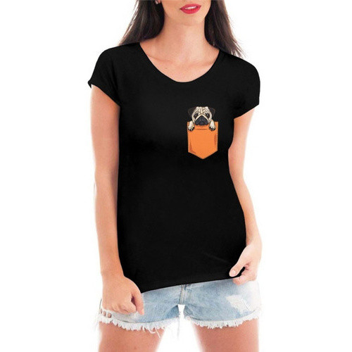 Camiseta Feminina Pug Mini Feminina Blusa Tumblr