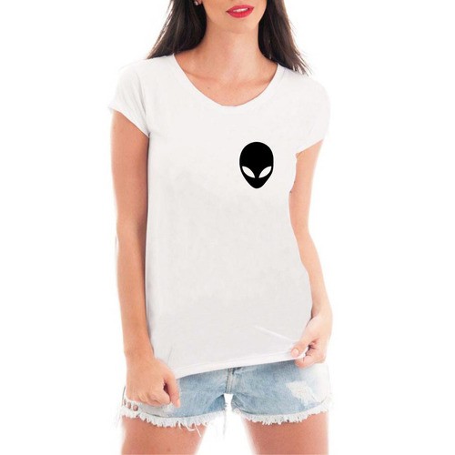 Camiseta Feminina Alien Mini Tumblr Personalizada Et