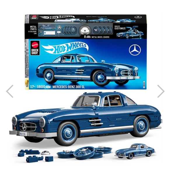 Hot Wheels Brick Shop Mercedes-Benz 300SL 1:12 1600 peças Mattel