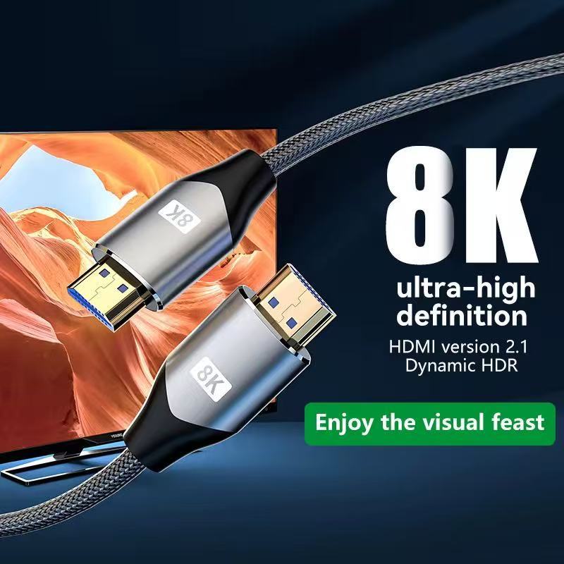 Cabo HDMI 2.1 8k   blindado ultra HD  resolução 8k 120hz  2 metros Para projetor /video game /televisao-MHD-8002