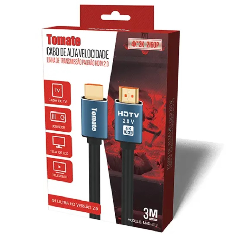Cabo Hdmi 2.0 Ultra Hd 4k Compatível com Ps4 Blu ray Projetor Monitor IPS 3 Mts