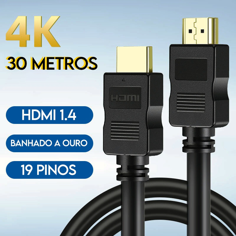 Cabo HDMI 30 Metros 1.4 Alta Resolução 4K Ultra HD para TV Monitor PC Projetor Consoles