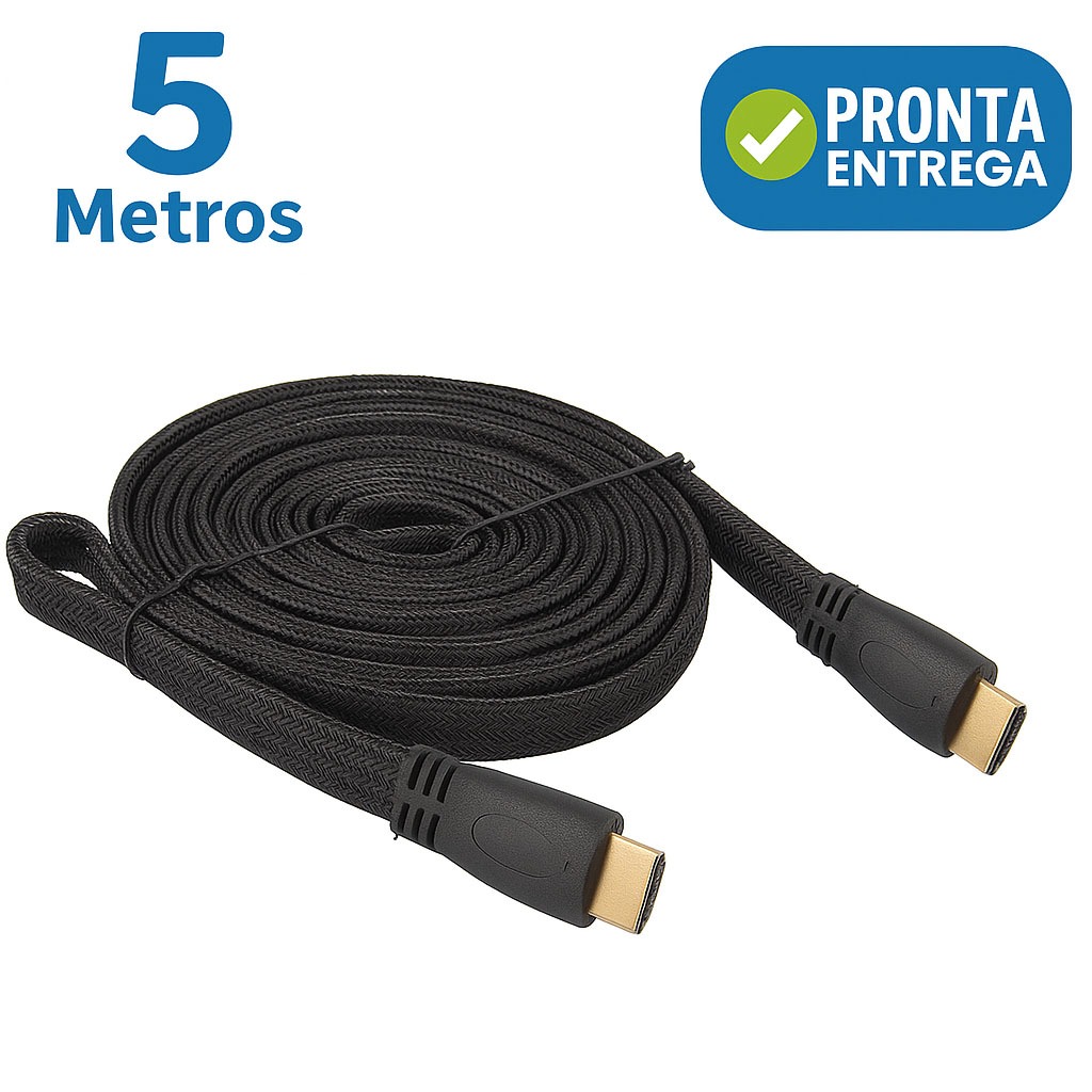 Cabo HDMI 5 Metros Reforçado Malha de Nylon Ultra Resistente Para TV PC Projetor Monitor