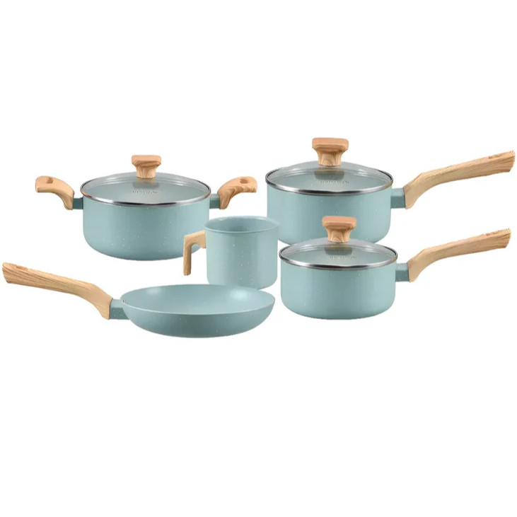 Jogo de 5 Panelas de Indução Antiaderente Pratic Cook Green com PPG Xylan Plus - Mimo Style