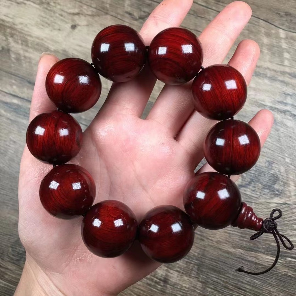 Pulseira de sândalo vermelho de alta densidade estilo Pixiu 2.5 Material antigo alto óleo pequeno buraco submerso folha
