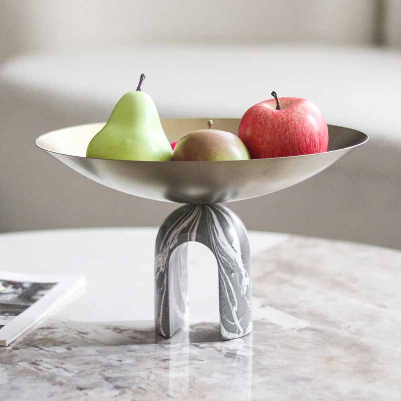 Light luxury model room imitation marble art arch fruit plate decoration, snack and dried fruit dish, fruit bowl ornamen