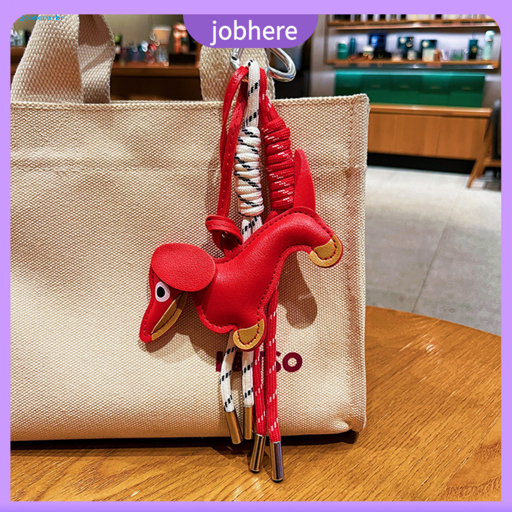 Keychain Pendant Light Luxury Imitation Leather Dachshund with Heart Metal Buckle Braided Rope Bag Charm Cute Dog for an