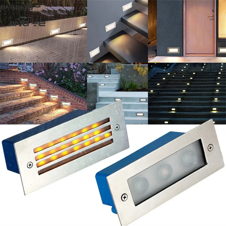 IP65 À Prova D'água LED Step Stair Light Outdooor Incorporado Wall Lamp Spotlight Paisagem Jardim Caminho Lâmpadas De Ca