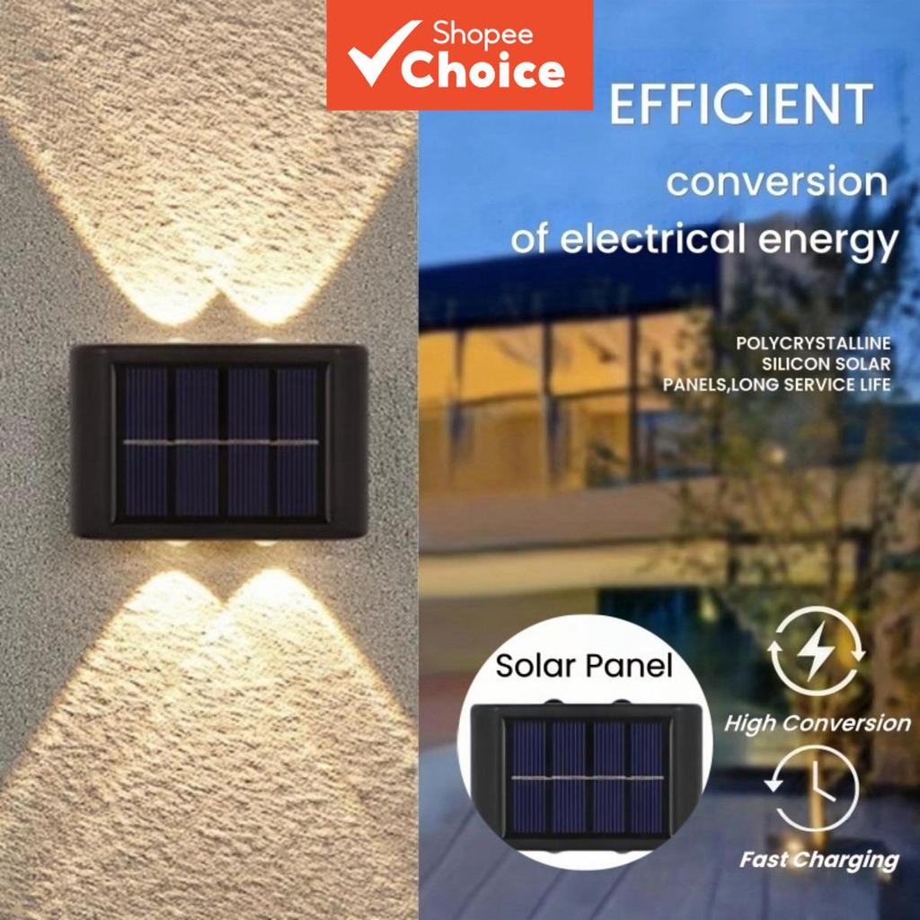 2 Pcs Solar Up Down Wall Light , IP65 À Prova D'água Pátio Externo Branco Quente 6 LEDs Lâmpada De Cerca De Jardim