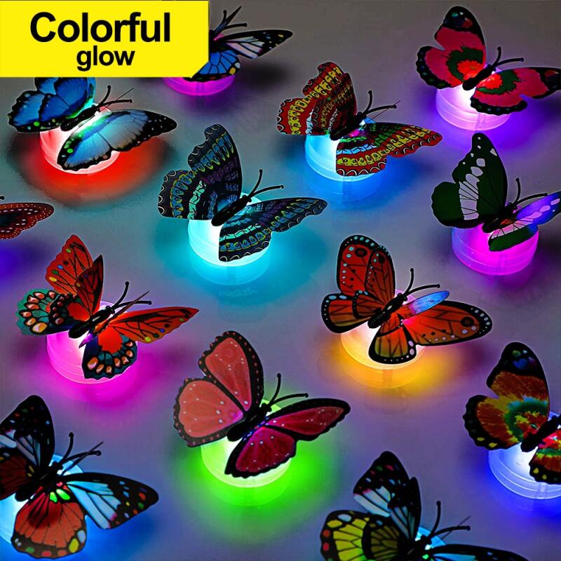 20PCS/Pack Butterfly LED Wall Sticker Adesivo De Parede Colorful Changing Light Stickable 3D Home Decor Decoração De Casa De Bricolage Da Sala De Estar