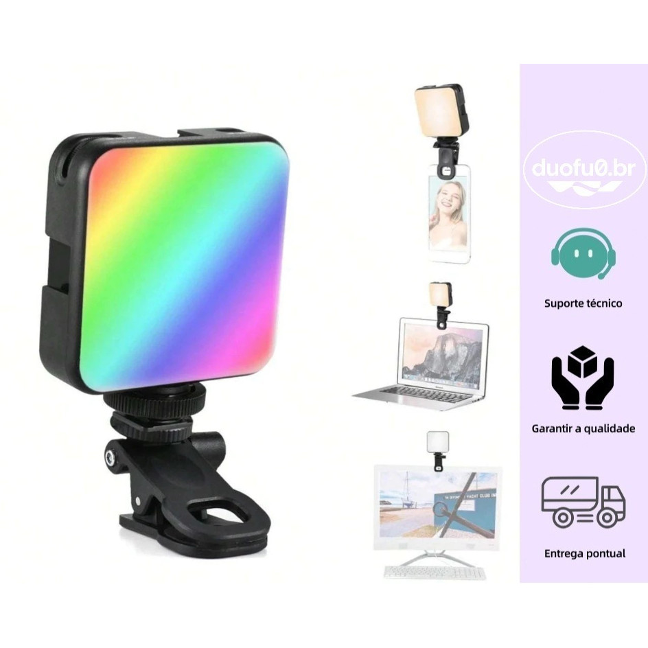 Luz de preenchimento para fotografia noturna Mini luz de vídeo LED Luz portátil para fotografia 180°Ajuste de ajuste de