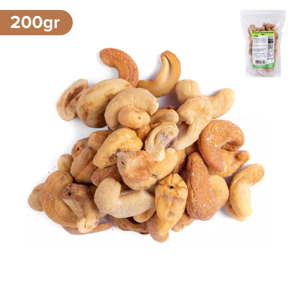 Castanha de Caju Torrada com Sal W1 200g Snack Crocante Salgado Relva Verde