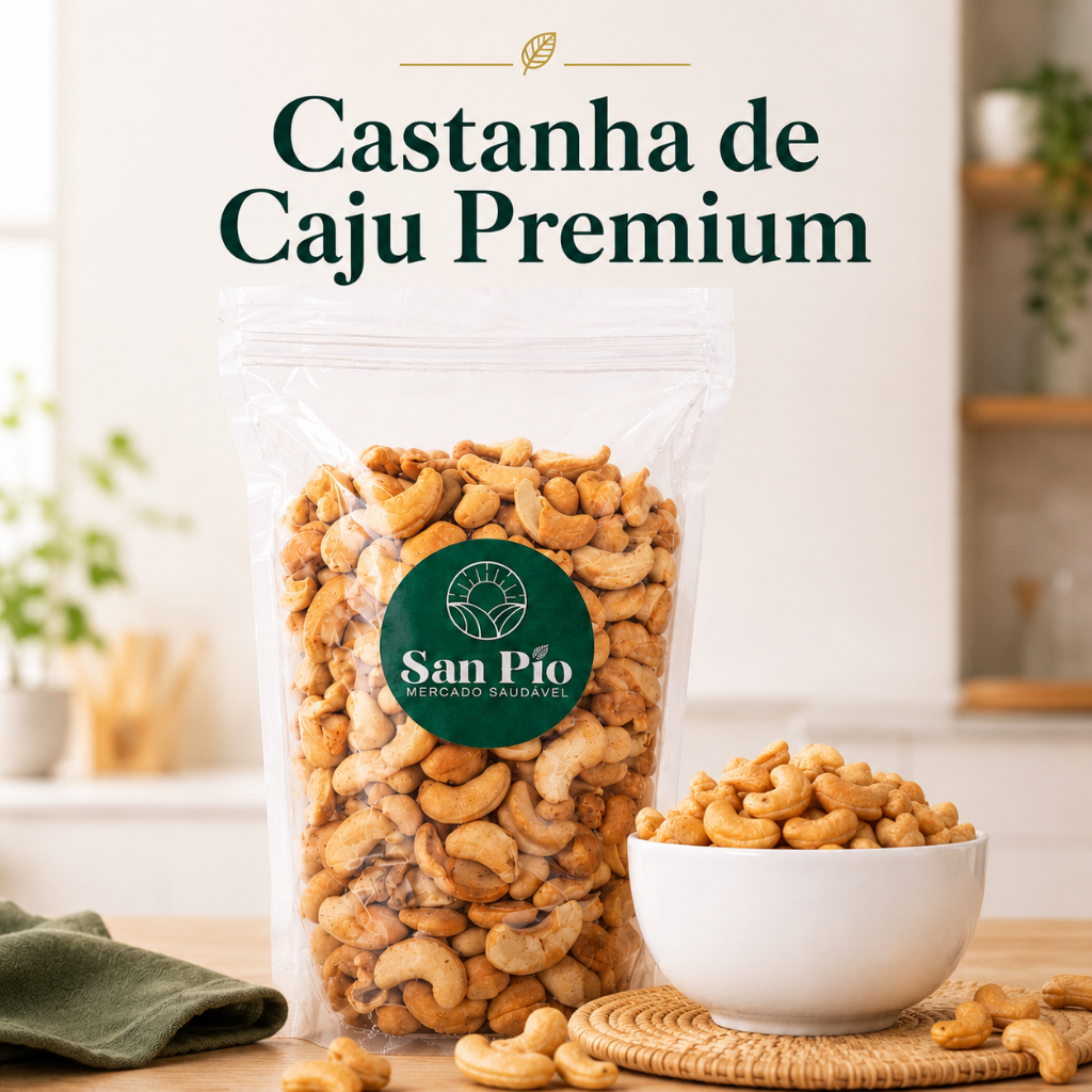 Castanha de Caju Premium Inteira Torrada Sem Sal 200g -500g