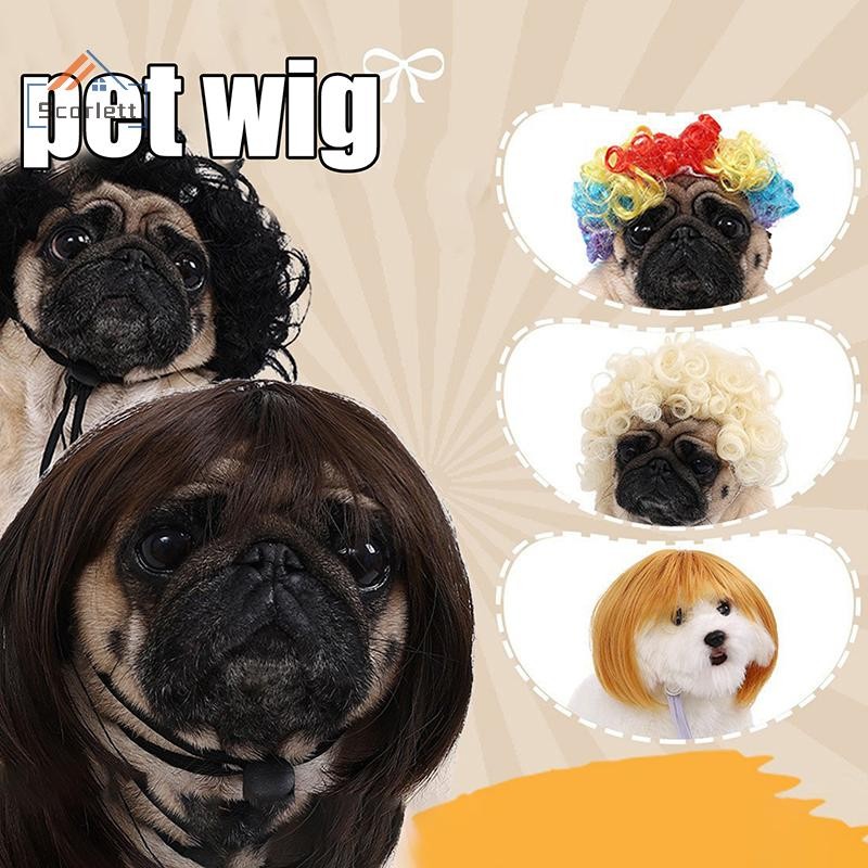 [Scarlett] Perucas Para Animais De Estimação Cachorro Fantasia Engraçada Filhote De Cross-Dressing Cosplay Dress Up Cute