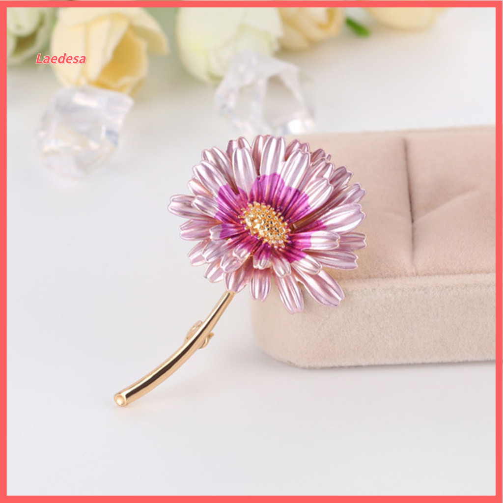 Golden Plated Brooch Flower Pin Elegant Women’s Gradient Enamel – Stylish Lapel for Suits Sweaters Dresses Coats Per