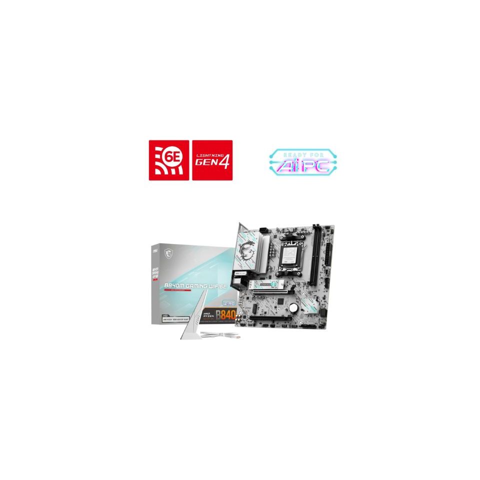 MB MSI B840M GAMING WIFI6E p/ AMD AM5 2xDDR5/2xPCI-e/4xSATA/2xM.2