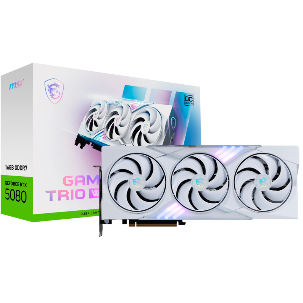 Placa de Vídeo MSI Gaming Trio OC White 16GB GeForce RTX5080 GDDR7 - 912-V531-045