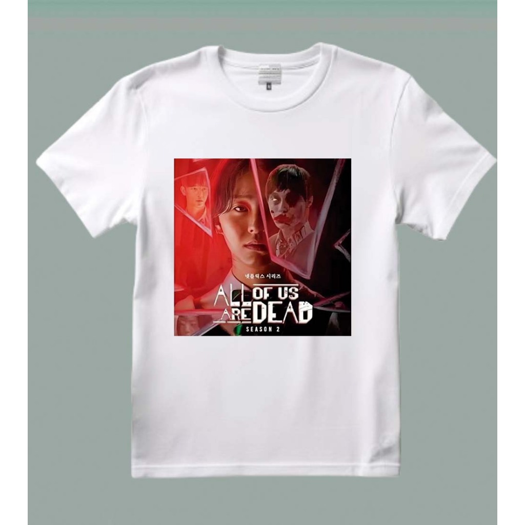 Camiseta 100% algodão branca série All Of Us Are Dead 1 e 2, unissex adulto e infantil.