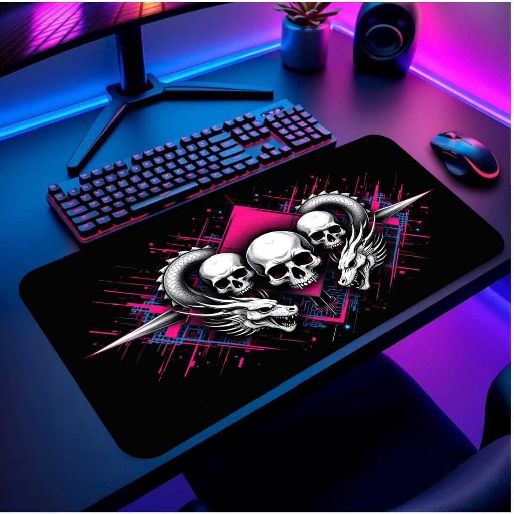 Mouse Pad Gamer Profissíonal Skull And Dragon 120x40