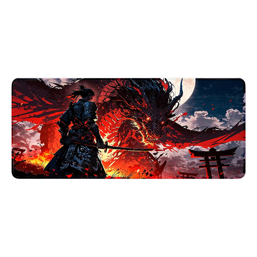 Mouse Pad Gamer Profissional Dragão Samurai Grande 70x30