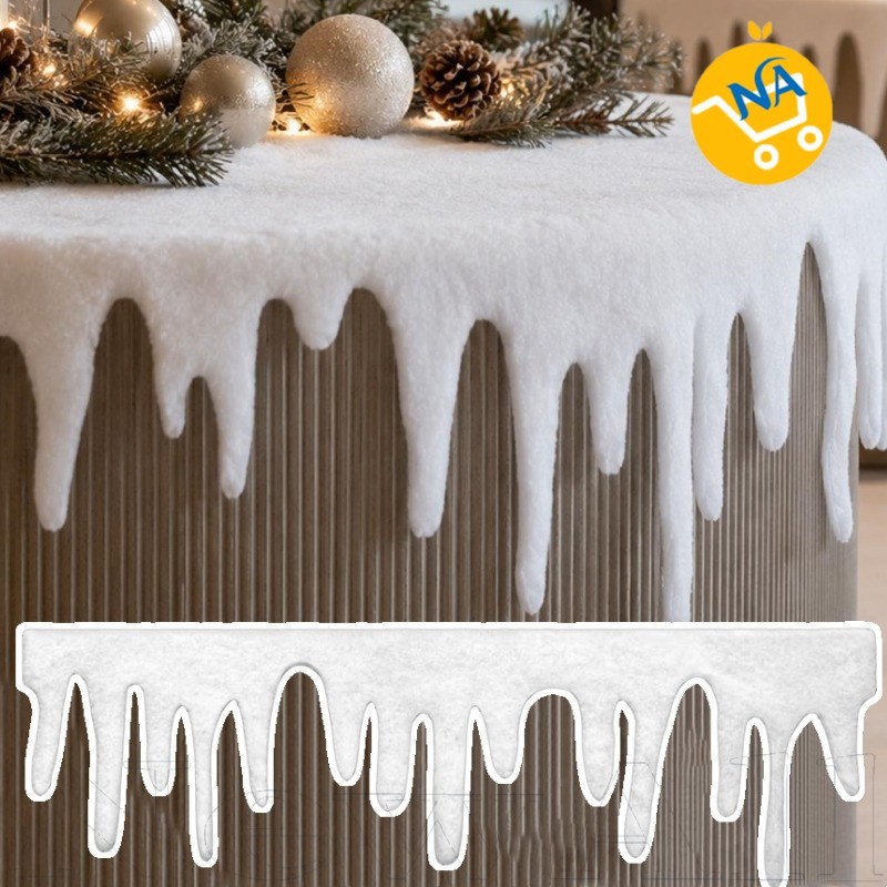 [Navio 24H] 4-1Pc 120 * 36cm Poliéster Xmas Icicle Snow Blanket-Lareira , Decoração De Telhado-Cobertor Falso Com Franja