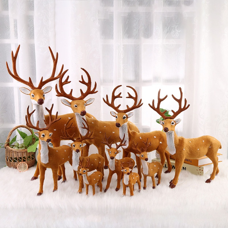UKI Pelúcia Natal Sika Deer Simulação Rena Em Pé Xmas Elk 15 20 25 30 35cm