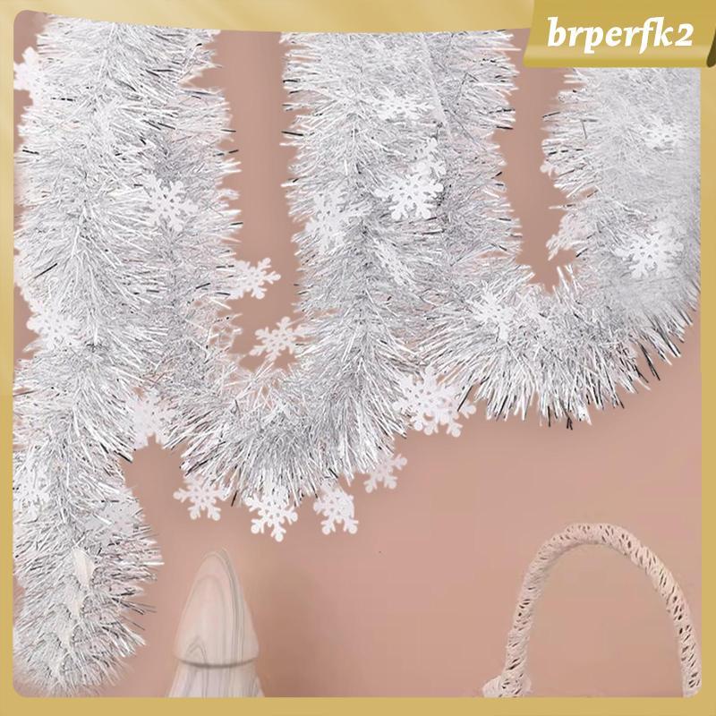 [Brperfk2] Guirlanda De Natal Tinsel Xmas Streamer Prata Longo Glitter Torção Metálica