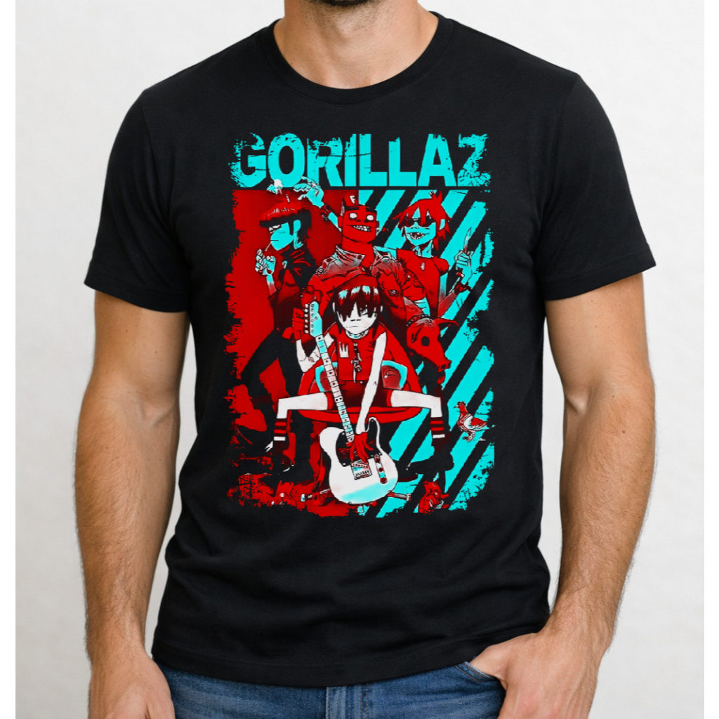 Camiseta Gorillaz Banda Rock Camisa Estilo Basico Casual Blusa
