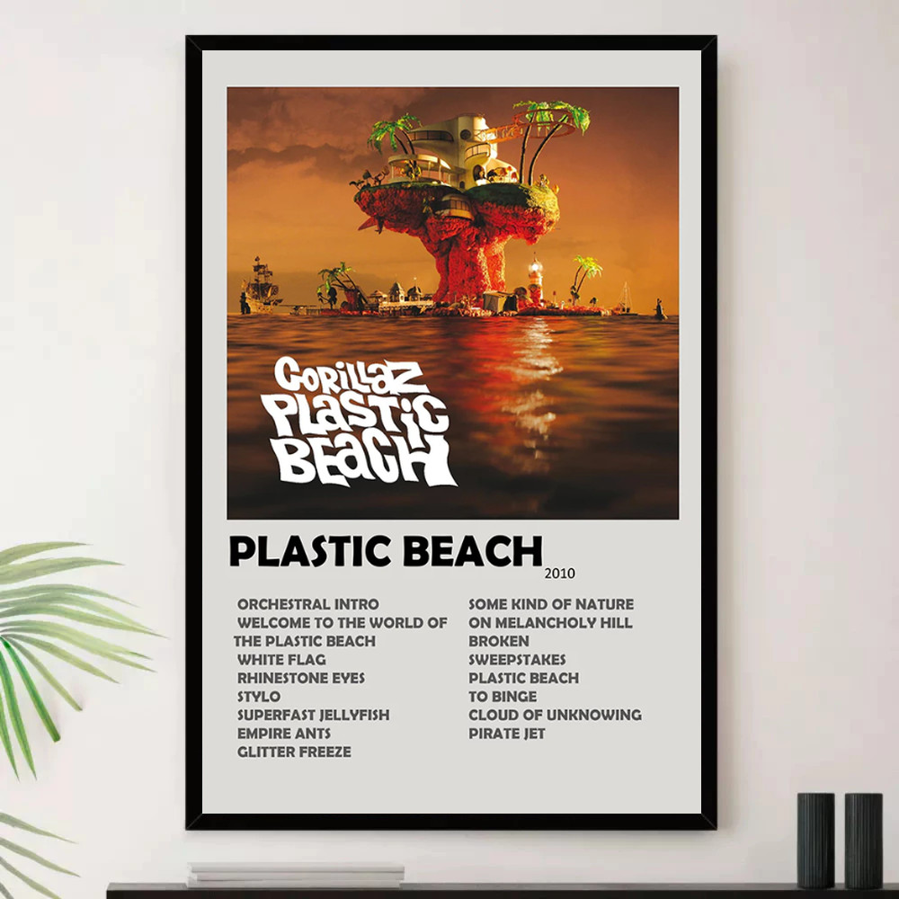 Quadro Placa Decorativa Música Internacional Gorillaz Indie Pop Dream Pop Álbuns com Moldura
