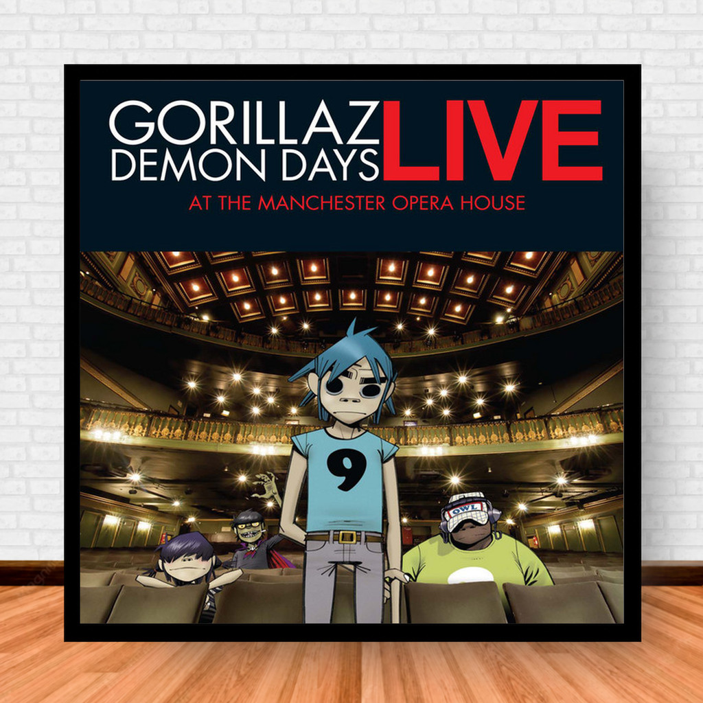 Quadro Decorativo Placa Música Álbuns Gorillaz Rock com Moldura